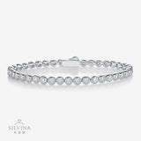 热销S925银莫桑石泡泡网球手链时尚流行男女士单排单拍手链女