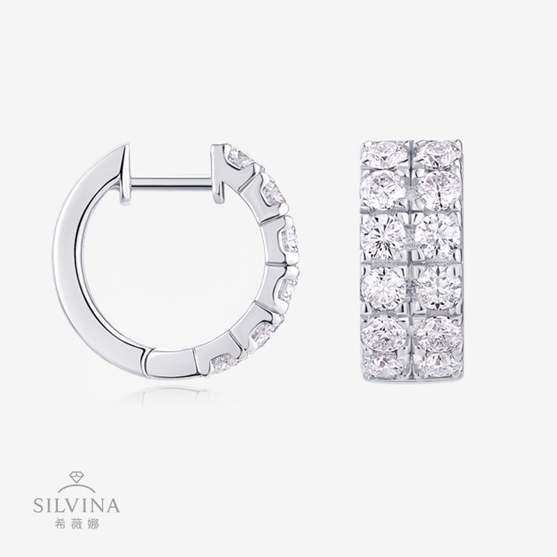 热销新款S925纯银莫桑石圆圈耳环时尚气质高档耳饰品耳钉女款