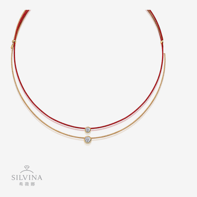 双层叠戴夜光女单珠项圈转运手工编织时尚轻奢项链吊坠