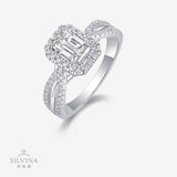 S925银八角形莫桑石指环百搭小众设计戒指女