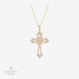 专供 s925银莫桑石十字架男女吊坠项链