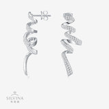 新款S925银欧式风莫桑石耳钉个性简约螺旋型长款S形状耳环女