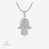 新款925纯银镶莫桑项坠嘻哈吊坠可穿过网球项链男士吊坠