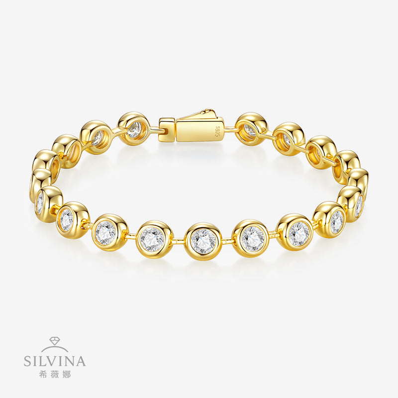 新款S925银莫桑石手链简约百搭轻奢首饰品女款