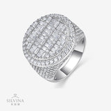 嘻哈男士戒指莫桑石镶嵌925银大号男戒嘻哈潮男饰品