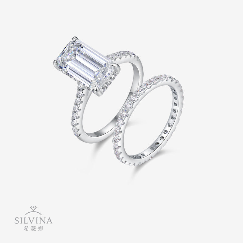 S925纯银戒指S925银小众感叠戴套戒时尚女士戒指婚戒套装