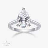 Shopify供应 S925纯银戒指梨形莫桑石戒指女戒