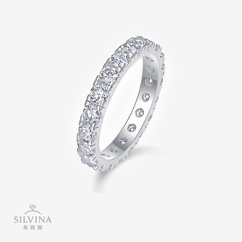 满圈指环简约S925银莫桑石戒指女