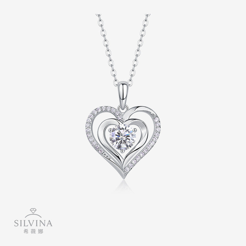 专供s925纯银莫桑石订婚吊坠项链