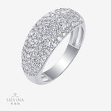 热销925银女生时尚莫桑石宽面戒指满镶女戒