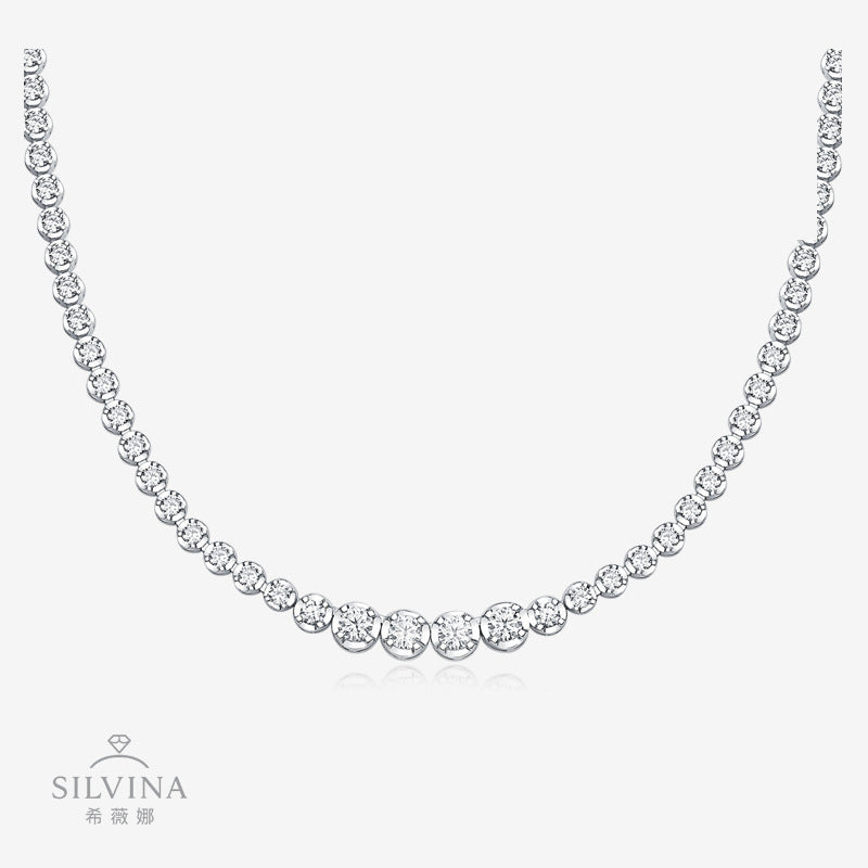 s925银莫桑石以光之名项链网球项链窜珠项链