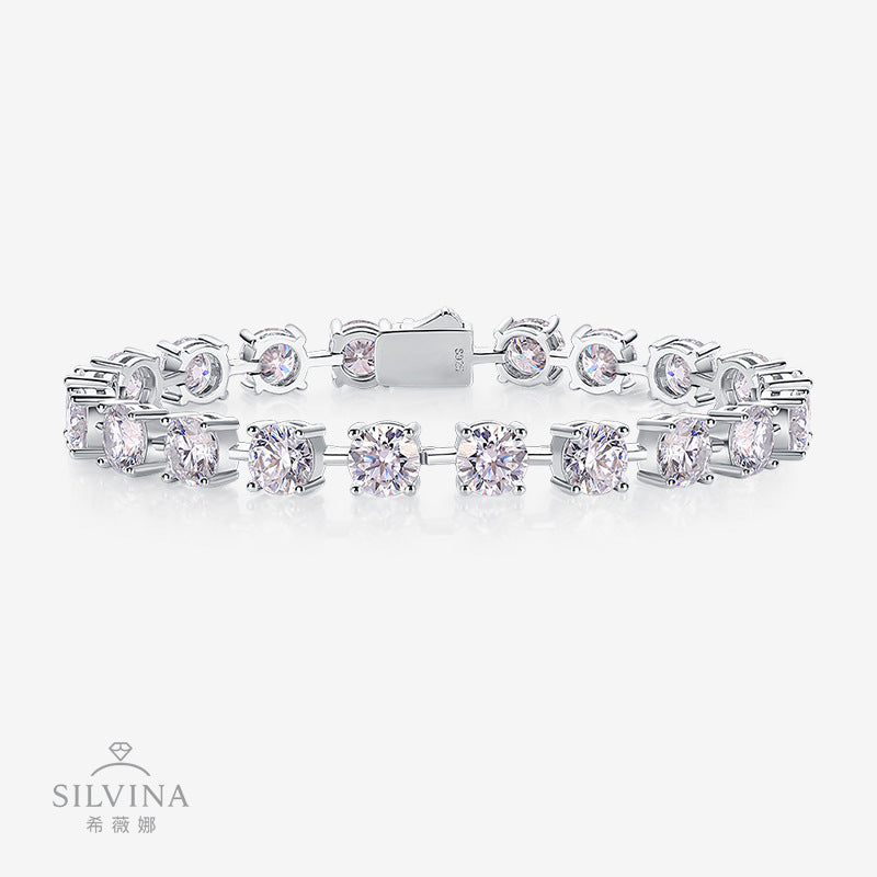 外时尚S925银手链电镀白金纯银轻奢男女通款手链网球手链