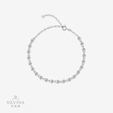 新款S925纯银镶嵌圆形拼接手链精美简约百搭女款手链