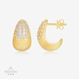 纯银精工镀18k金耳钉赫本风气质优雅个性设计水滴月形耳环女