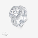 风枕形全莫桑戒指925纯银电镀白金婚礼聚会戒指