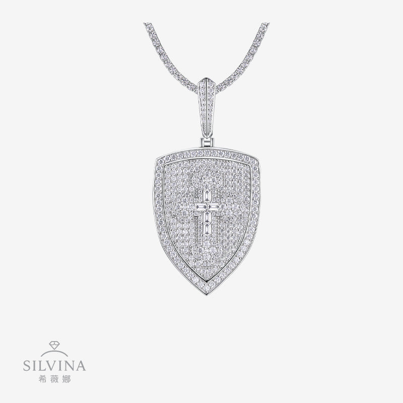 新吊坠嘻哈饰品说唱配饰S925纯银镶嵌莫桑石混搭爱心吊坠