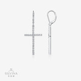 时尚精工多色十字架耳坠耳钉镶莫桑石耳环饰品女