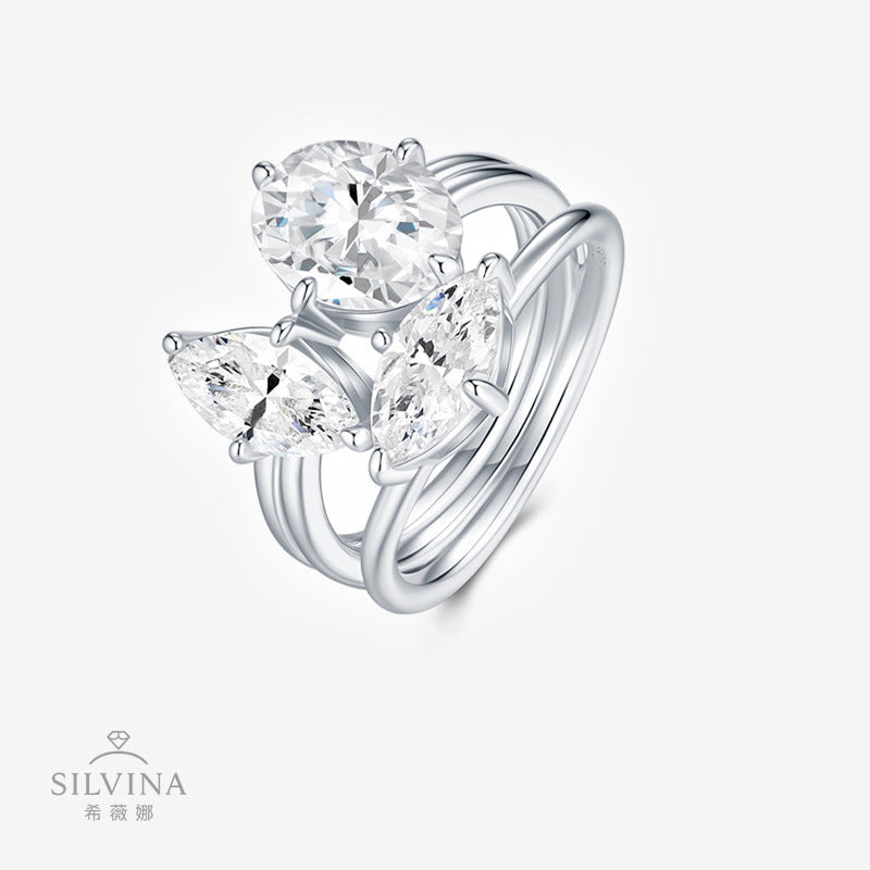 个性夸张指环戒指时尚潮流异镶嵌莫桑石嘻哈女戒