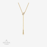 莫桑石Y字形yis风吊坠925纯银简约电镀金色轻奢项链