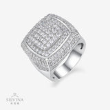 新款嘻哈HIPHOP指环S925纯银真空镀金莫桑镶嵌KUYA国王戒指