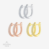 风小耳圈S925纯银镶嵌莫桑石彩金耳饰嘻哈轻奢小众耳环女