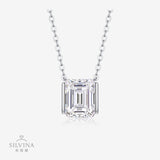 s925银祖母绿切割吊坠莫桑石女生婚礼生日吊坠项链