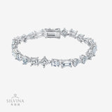 新款S925纯银手链嘻哈轻奢异形白色莫桑石网球手链男