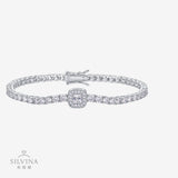 嘻哈高品质精品莫桑花朵网球链潮酷小众轻奢女虾头扣网球手链