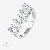 新款S925纯银马眼形莫桑石指环时尚个性戒指女款