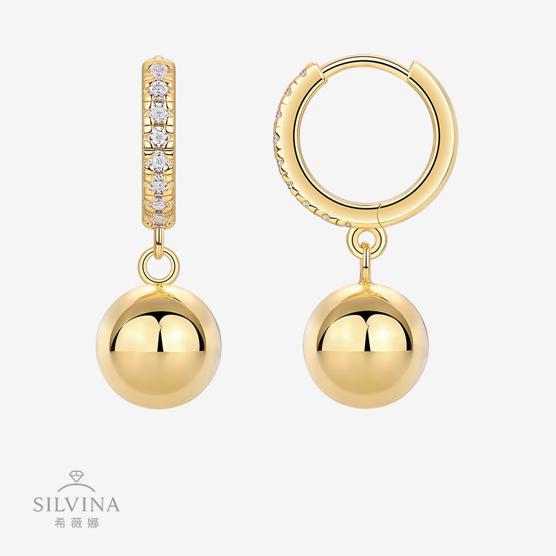 SHEIN耳坠 S925银镀18k黄莫桑石耳饰品