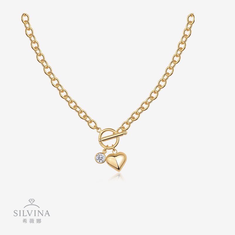 镀18k黄s925银简约时尚格吊坠项链