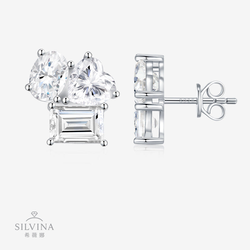 新款时尚耳钉小众冷淡风潮酷超闪几何轻奢质感个性耳钉