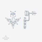 新款S925纯银镶莫桑石耳钉时尚闪亮可爱款设计蝴蝶耳饰品