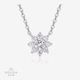 s925纯银莫桑是项链八花瓣太阳花项链女高级多拉项链吊坠女