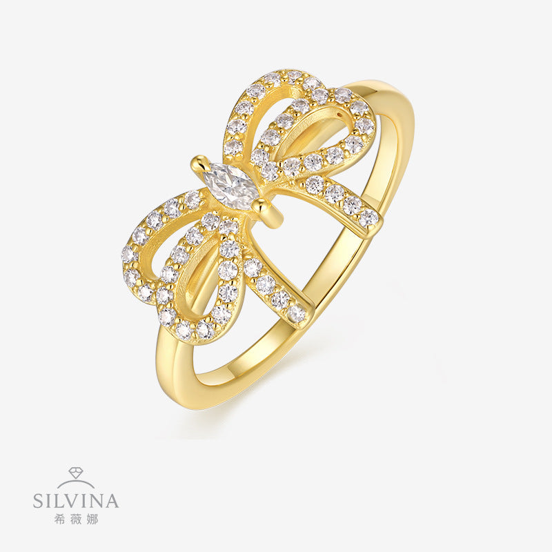热销轻奢蝴蝶结戒指女夏季小众设计潮冷淡风时尚个性
