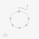 可调节四叶草电镀18K白金手链 热销s925纯银莫桑石手链女