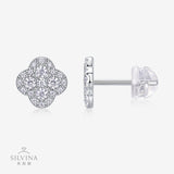 轻奢时尚热销新款花朵S925银镶莫桑石耳钉高级珠宝首饰饰品女