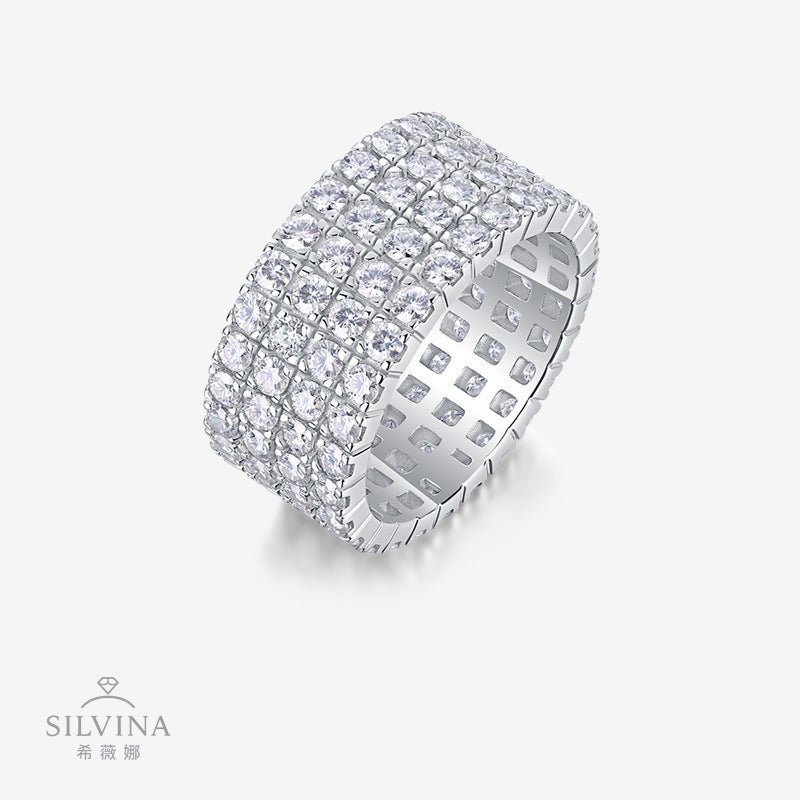 戒指饰品直供时尚嘻哈戒指莫桑石男戒指圈戒