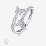 东南亚热销S925银镶D色莫桑石嘻哈蝴蝶手镯純銀莫桑石