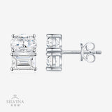 热流行款S925银D色莫桑石耳钉时尚百搭简约耳环女