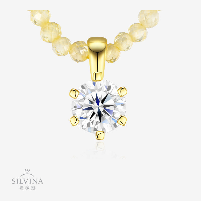 新款莫桑石项链夏季锁骨链轻奢小众设计颈链配饰品