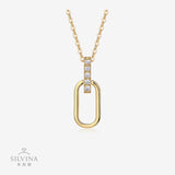 莫桑实力s925通体纯银莫桑石18K黄时尚吊坠项链