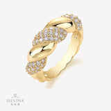 婚戒 时尚S925银莫桑石18K黄