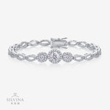 外热销女士时尚网球手链S925纯银D色莫桑石电镀18k白金OEM定制