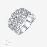 嘻哈夸张戒指纯银莫桑石豪镶全莫桑石