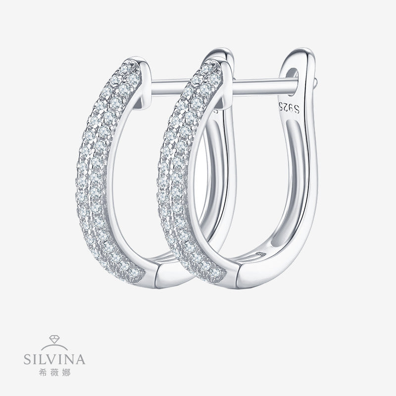 2024经典D色莫桑石石耳环轻奢高级精工s925纯银耳饰