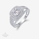 镶嵌真莫桑石闪耀时尚S925纯银莫桑石闭口女戒