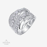 嘻哈夸张婚戒S925银莫桑石镀18k金时尚女戒