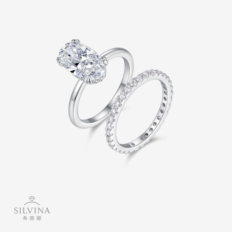 蛋形组合闭口叠戴指时尚流苏风定制OEM/ODM婚戒套戒