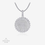 嘻哈夸张吊坠 925银莫桑石电镀白金配网球链吊坠